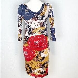 Yoana Baraschi Gray Floral Silk Dress Bodycon XS